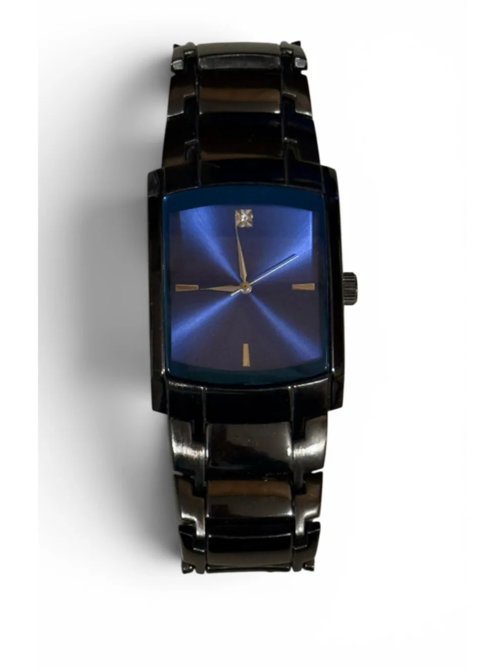 Unbranded AS8012 Men’s Quartz Watch Blue Dial Black Gunmetal Metal Bracelet